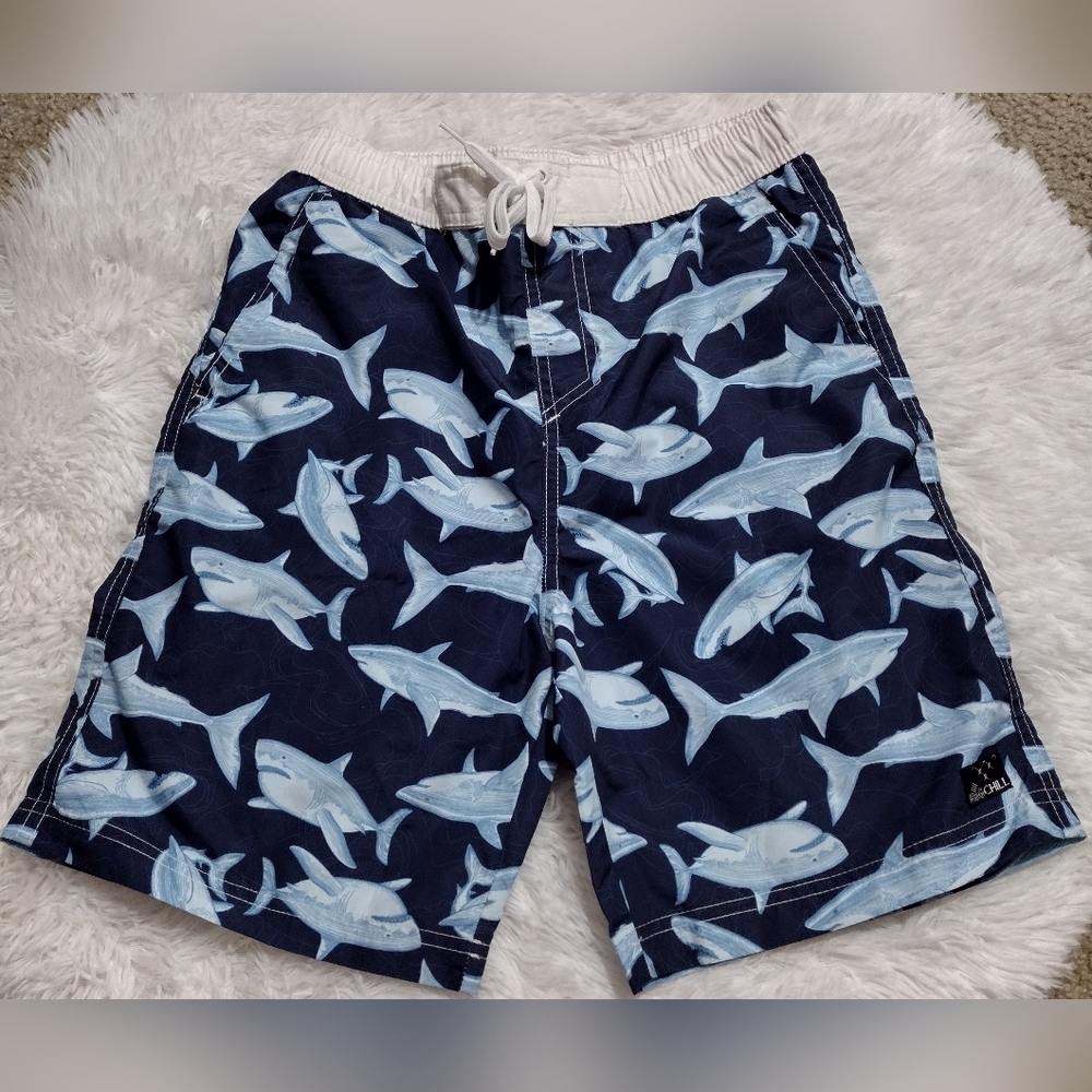 Big Chill Shark Print 🦈 Swim Trunks 10/12 EUC
